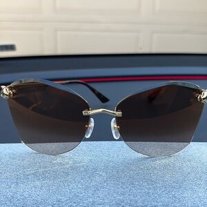 Cartier Gold Sunglasses with Dark Brown Lenses